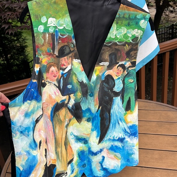 Unisex hand painted vest, adjustable. Will fit large to XL. 4 buttons in blue. - Picture 10 of 10